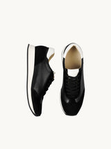 Baskets compensées Noires Cuir nappa Italiennes Femme - Talon 4.5 cm - Nao Black - Packshot Dessus