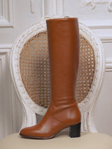 Chaussures femme élégantes et confortables - Bottes Marron Cuir Lisse Italie Femme - Talon 5.5 cm - Cameo Camel - Packshot Trois Quart