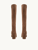 Chaussures femme élégantes et confortables - Bottes Marron Daim Espagne Femme - Talon 6.5 cm - Freya Suede Praline - Packshot Arrière