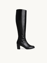 Chaussures femme élégantes et confortables - Bottes Noires Cuir Lisse Italie Femme - Talon 5.5 cm - Cameo Black - Packshot Trois Quart