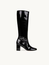 Chaussures femme élégantes et confortables - Bottes Noires Cuir Lisse Espagne Femme - Talon 6.5 cm - Freya Black - Packshot Trois Quart