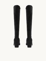 Chaussures femme élégantes et confortables - Bottes Noires Cuir verni d&#39;Espagne Femme - Talon 6.5 cm - Freya Suede Black - Packshot Arrière