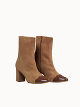 Bottines Marron Cuir verni d'Espagne Femme - Talon 6 cm - Felice Camel - Packshot Trois Quart