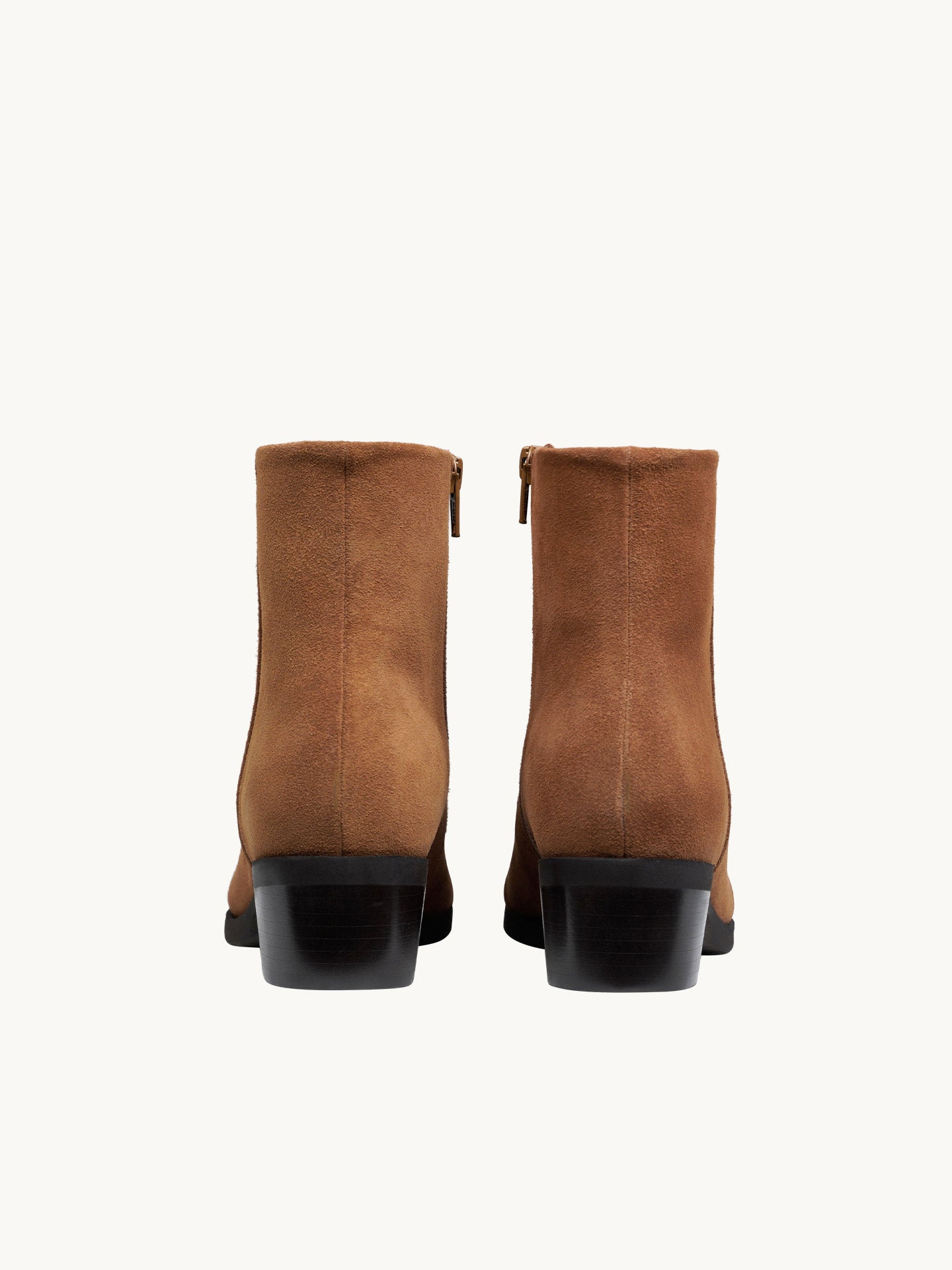 Bottines Marron Daim Italien Femme - Talon 4 cm - Anietta Cognac - Packshot Arrière