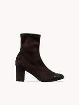 Chaussures femme élégantes et confortables - Bottines Marron Daim Espagne Femme - Talon 6 cm - Felice Stretch Brown - Packshot Trois Quart