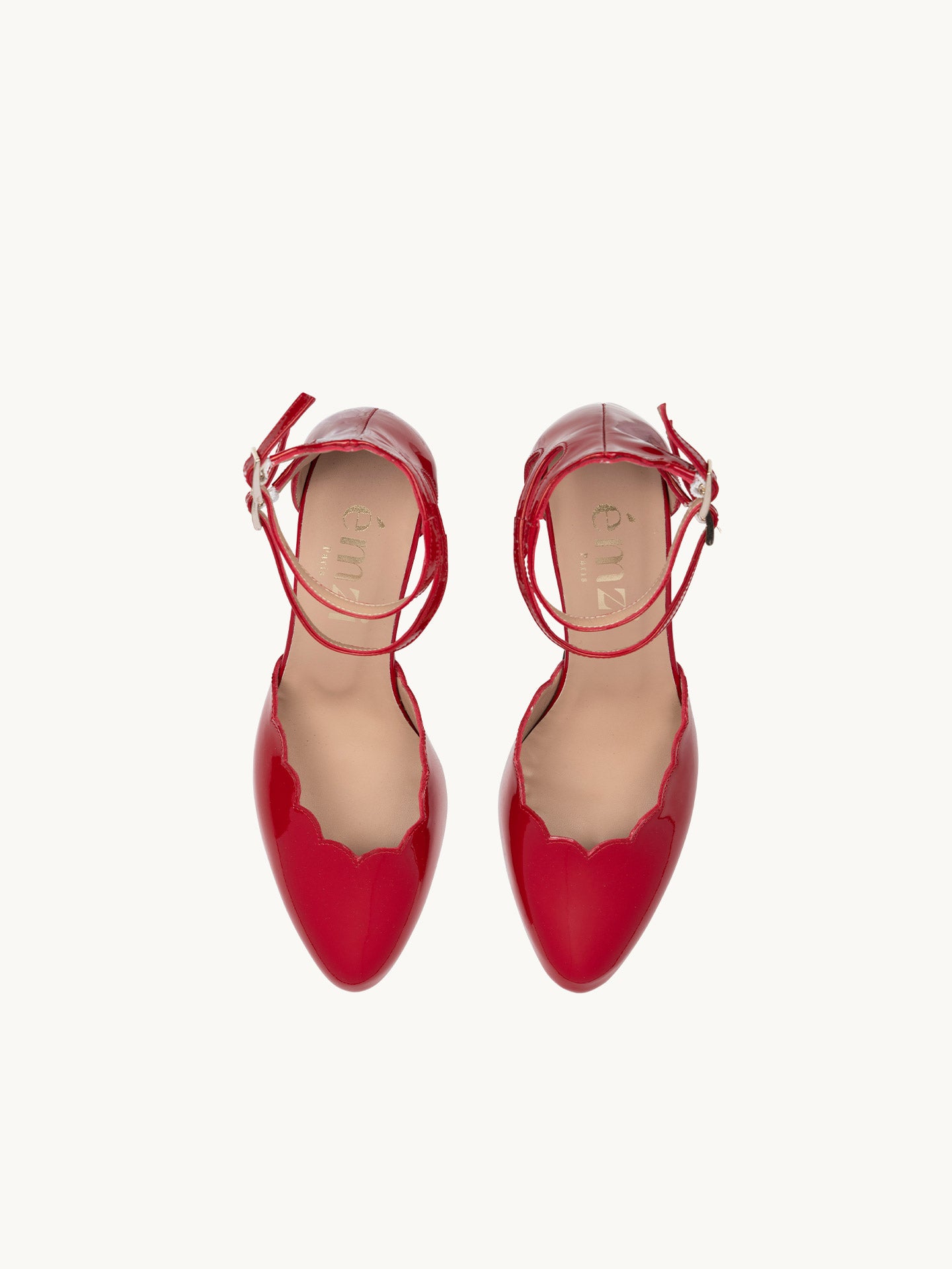 Babies rouges en cuir verni bout festonné | Flavie Red | ÉMZI PARIS