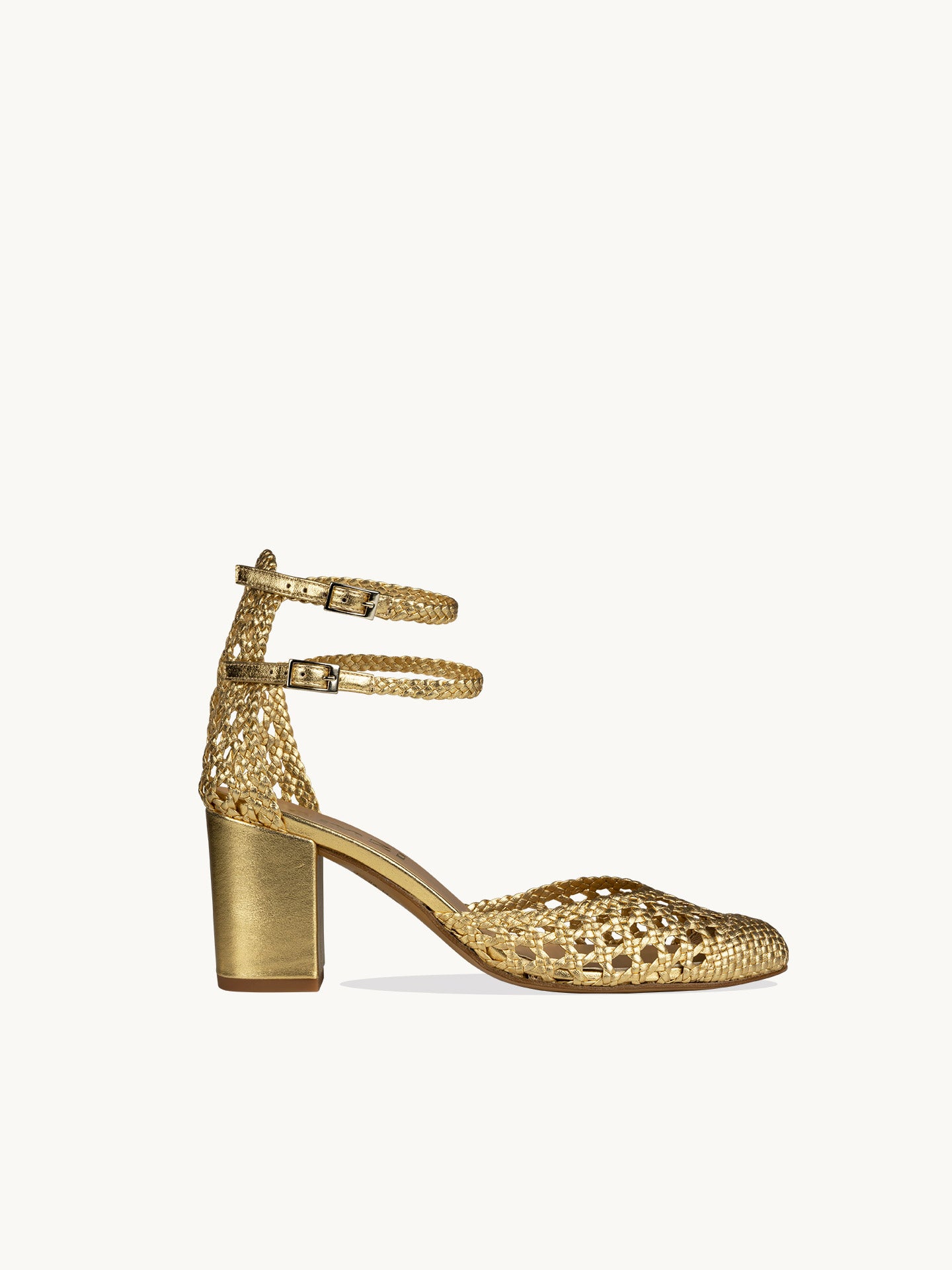 Sandales babies à Talon Tressée Doré | Flavie Woven Gold | ÉMZI PARIS