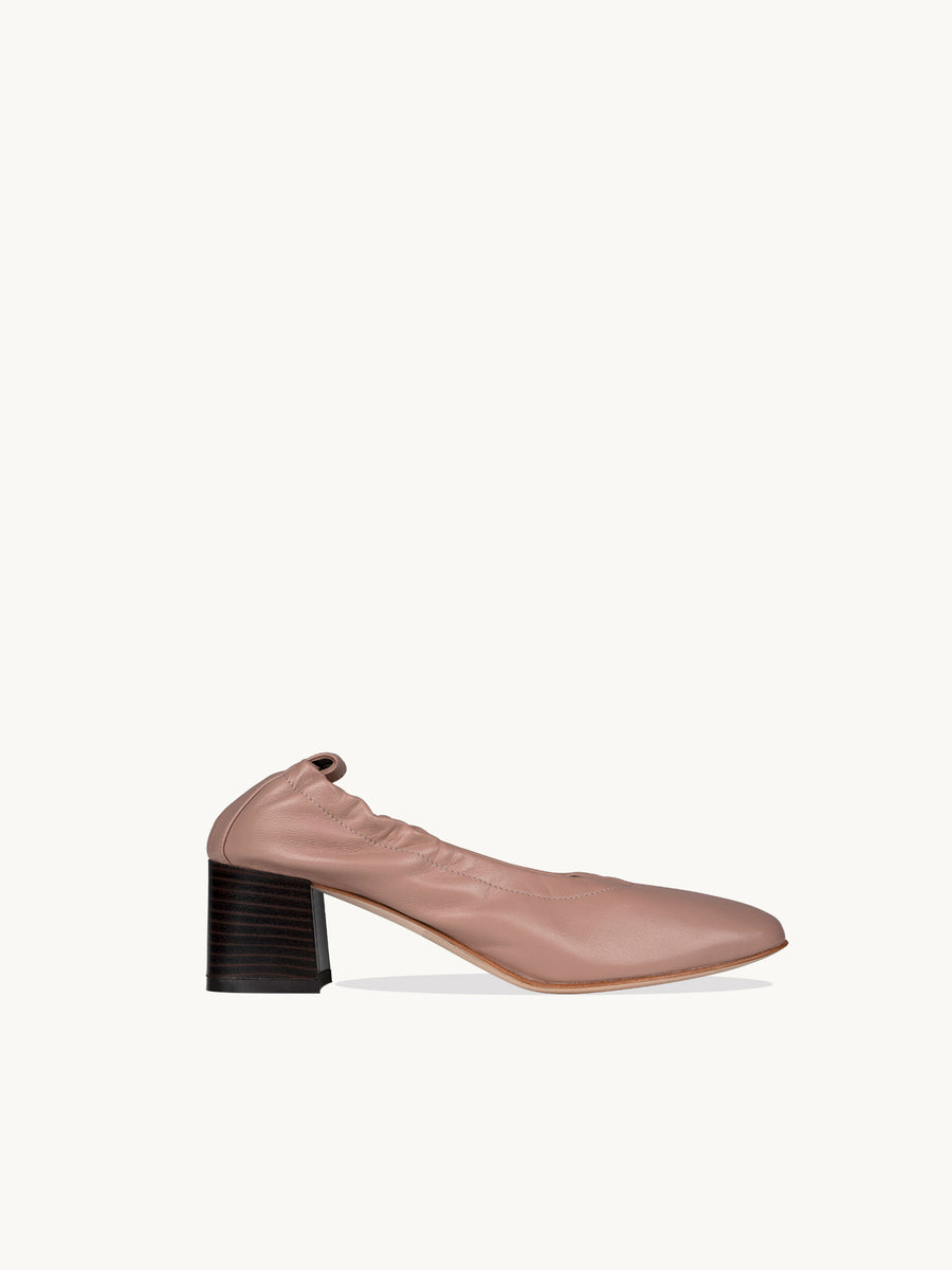 Chaussures italiennes - Ballerines à talon en cuir nude italien | Perri Antico | ÉMZI PARIS