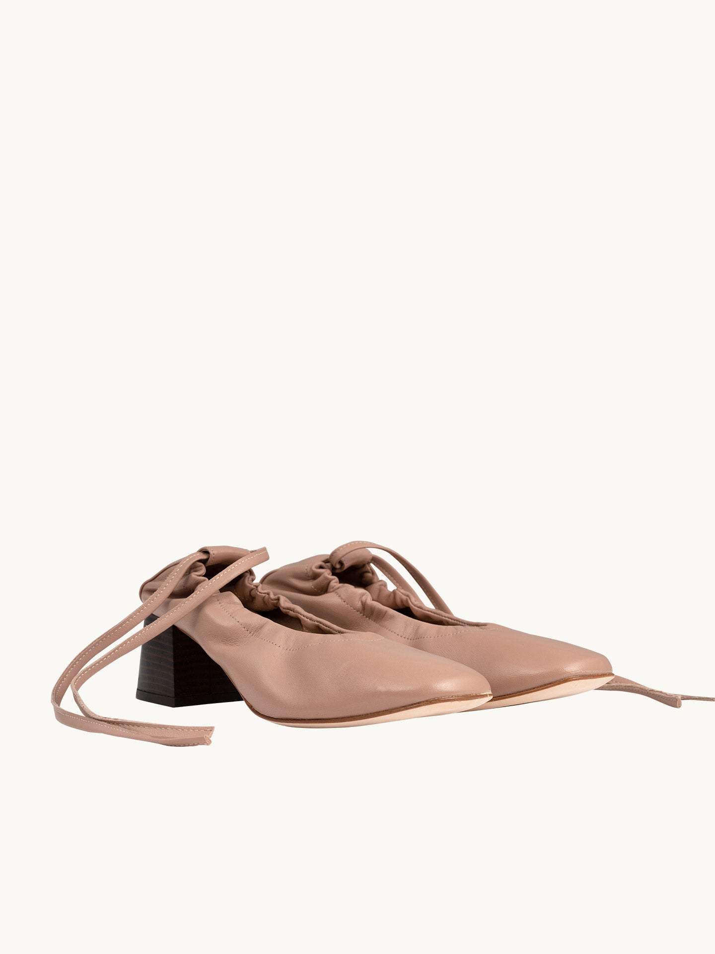 Ballerines à talon en cuir nude italien | Perri Antico | ÉMZI PARIS