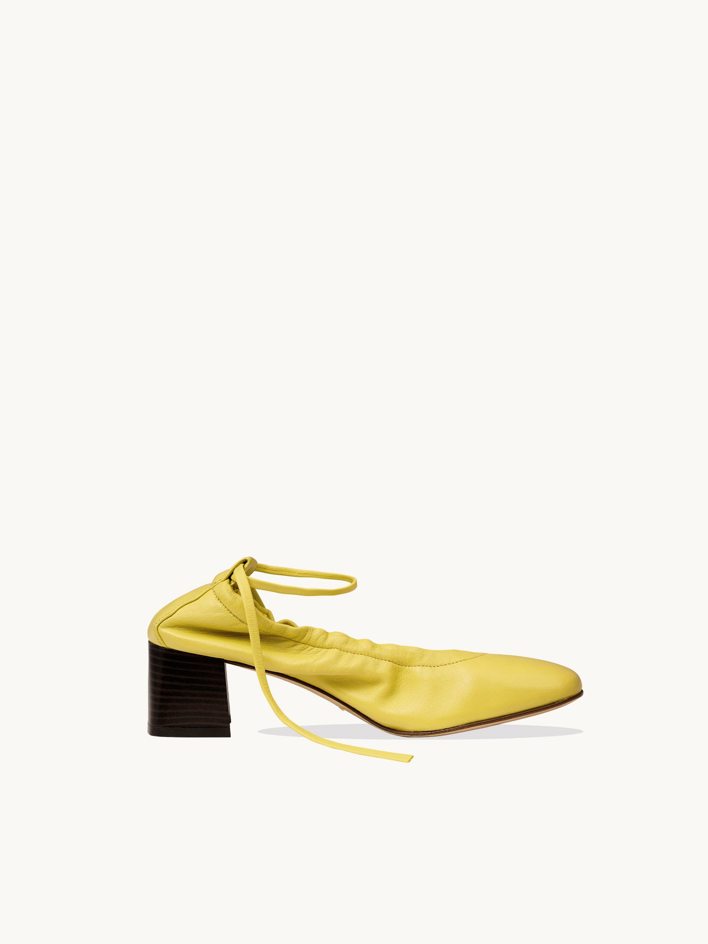 Yellow Ballet Pumps in Italian Leather with 5cm Heel | Perri Yellow