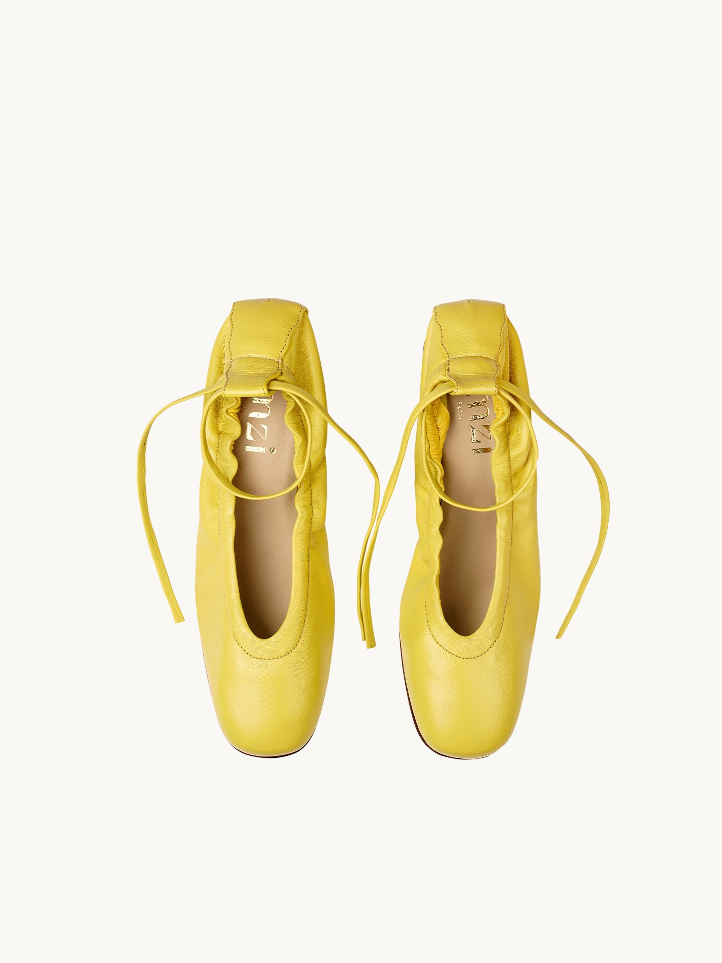 Yellow Ballet Pumps in Italian Leather with 5cm Heel | Perri Yellow