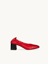 Ballerines rouges avec talon carré de 5cm | Perri Red | ÉMZI PARIS