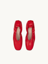 Ballerines rouges avec talon carré de 5cm | Perri Red | ÉMZI PARIS