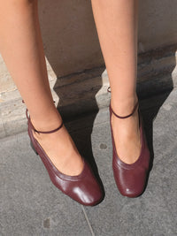Ballerines Cuir Bordeaux avec Talon 5cm | Perri CC Burgundy - Emzi Paris