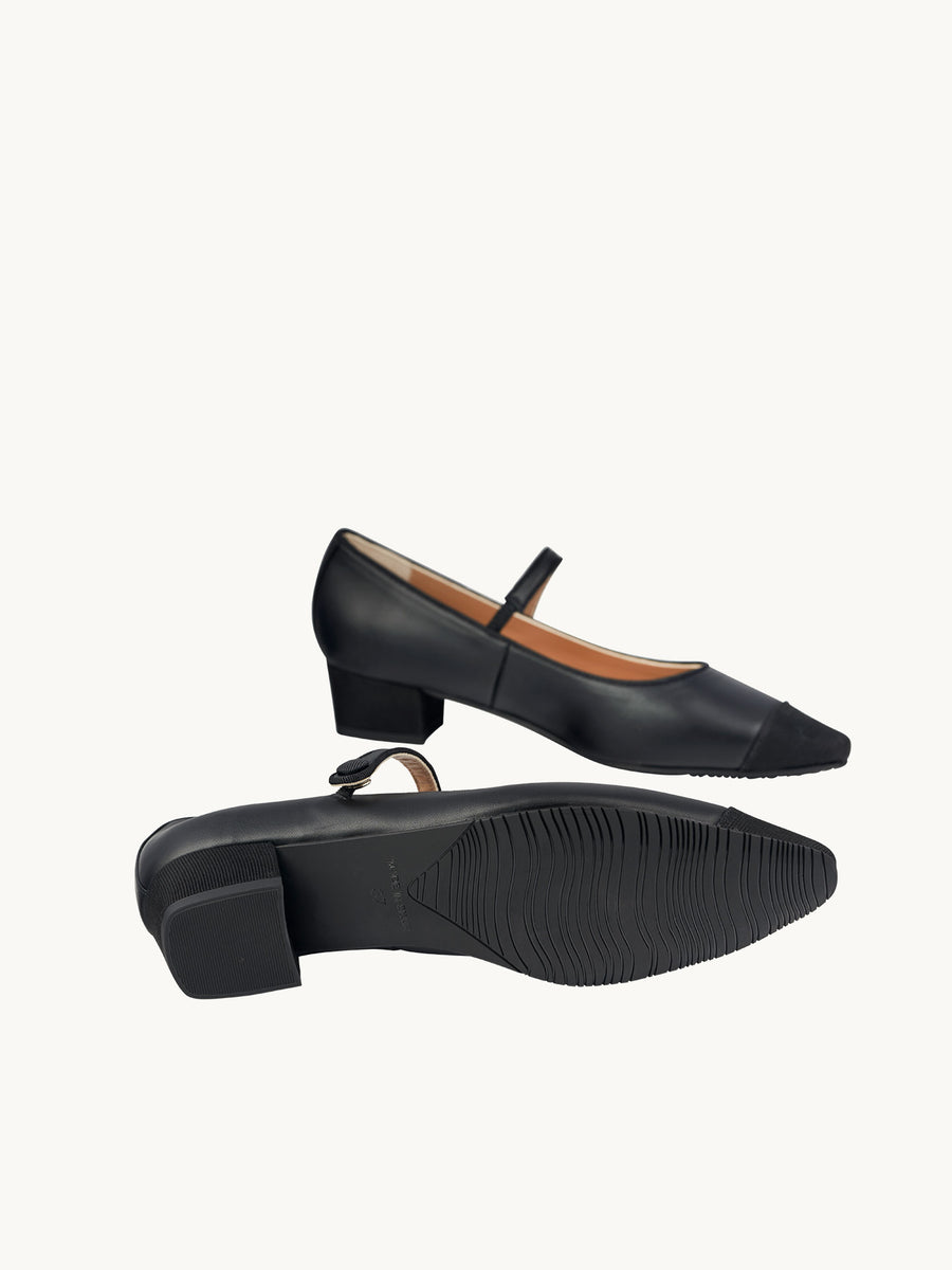 Chaussures Espagnoles - Ballerines Pointues en Cuir Noir | Petit Talon | BAMBIE CLASSIC BLACK