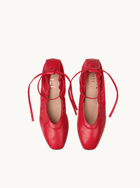 Chaussures femme élégantes et confortables - Ballerines Rouges en Cuir Souple Italien | Benni Red 