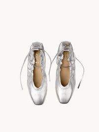 Chaussures femme élégantes et confortables - Ballerines Argentées en Cuir Souple Italien | Benni Silver