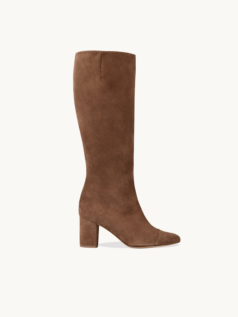 Bottes Camel Femme Talon 6cm | Freya Suede Praline | ÉMZI PARIS