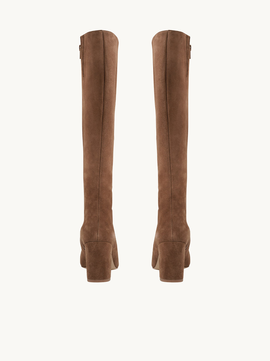 Bottines femme taille 35 - 34 - 33 - Bottes Camel Femme Talon 6cm | Freya Suede Praline | ÉMZI PARIS