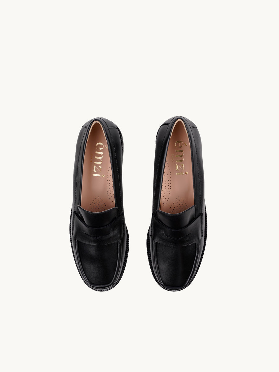 Chaussures italiennes - Mocassins noirs en cuir nappa italien | Lissa Black | ÉMZI PARIS