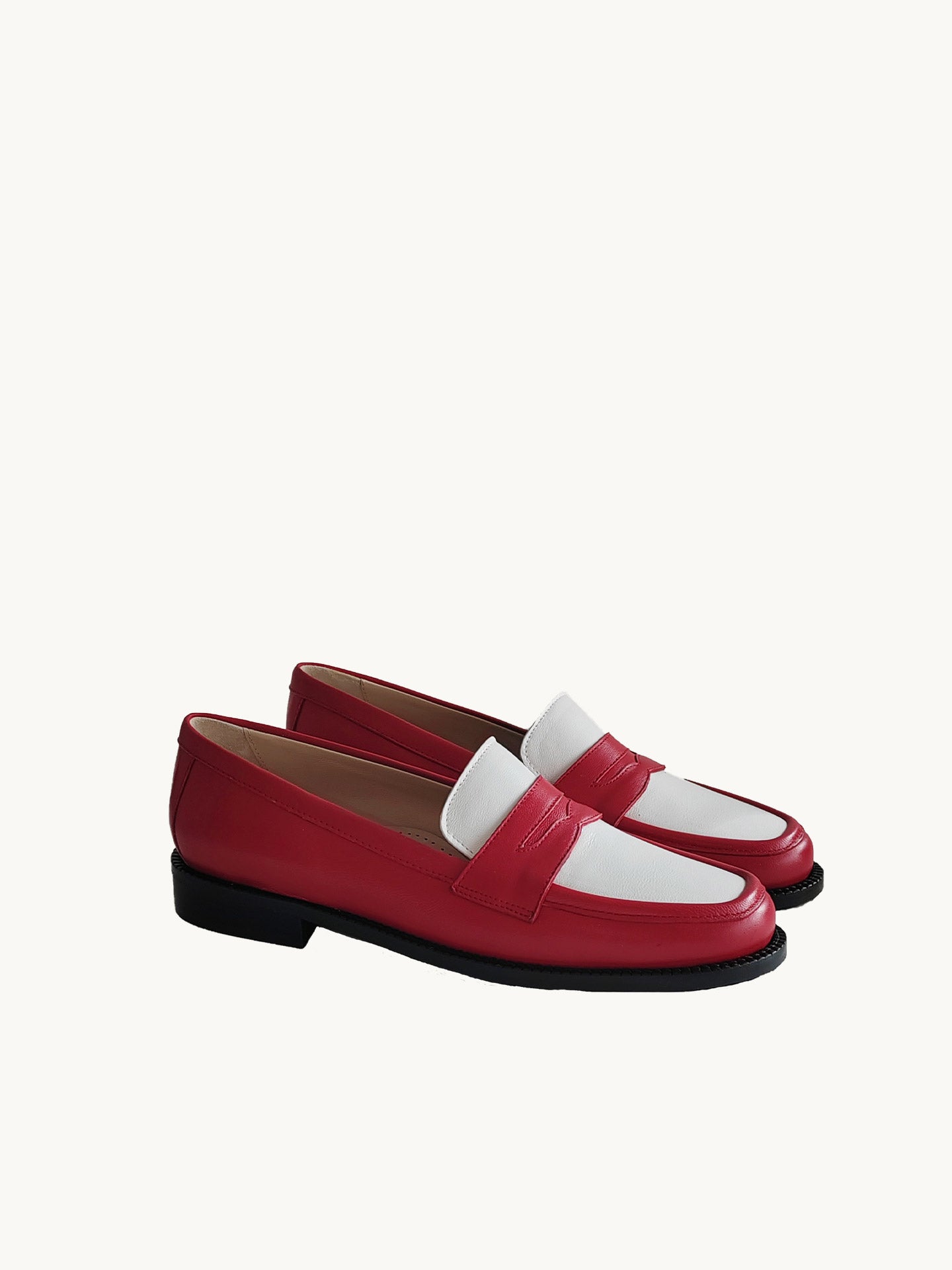 Mocassins Bicolores Rouges & Blancs en cuir italien | Lissa Multi Red | ÉMZI PARIS