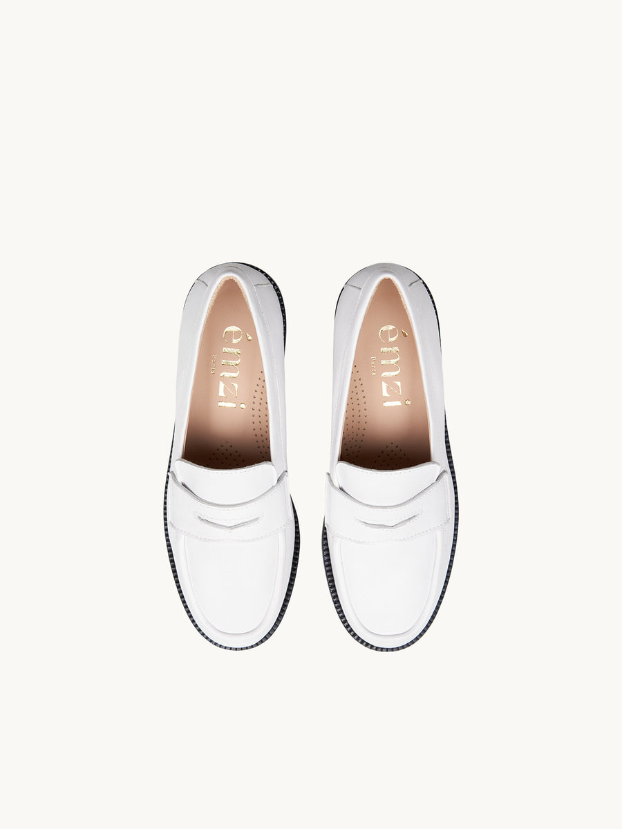 Chaussures italiennes - Mocassins blancs en cuir italien | Lissa White | ÉMZI PARIS