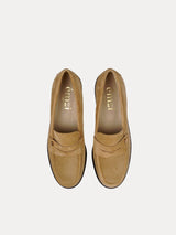 Brown Loafers In Italian Suede For Women - Lissa CC Dark Beige - Top View Packshot