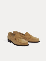 Brown Loafers In Italian Suede For Women - Lissa CC Dark Beige - Three-Quarter Packshot