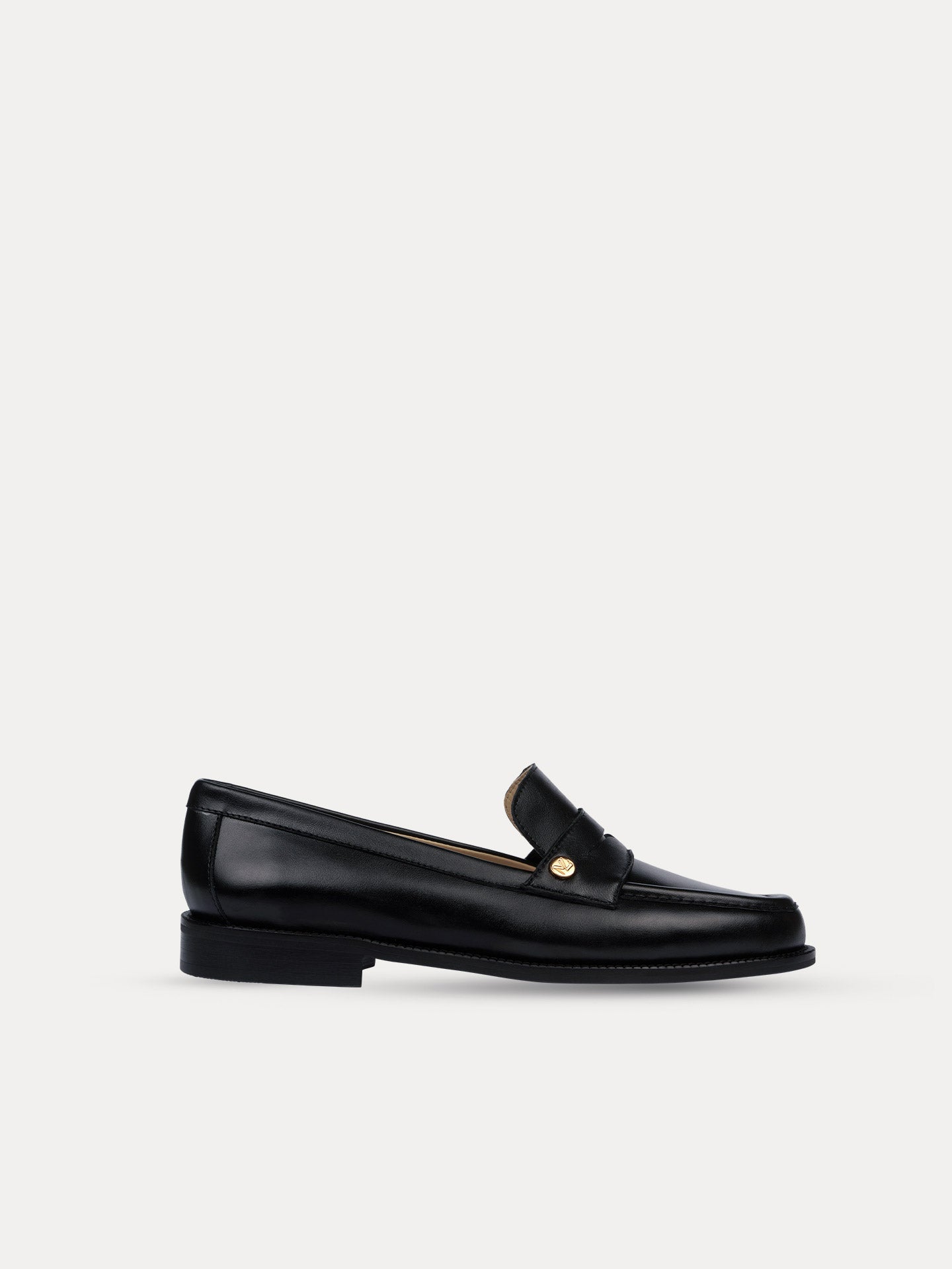 Black Loafers In Italian Smooth leather For Women - Lissa CC Calf Black - Profile Packshot