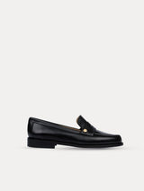Black Loafers In Italian Smooth leather For Women - Lissa CC Calf Black - Profile Packshot