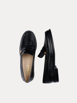 Black Loafers In Italian Smooth leather For Women - Lissa CC Calf Black - Three-Quarter Packshot
