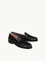 Chaussures femme élégantes et confortables - Mocassins Noirs Cuir Nappa Italien Femme - Talon 2.5 cm - Lissa Black - Packshot Trois Quart