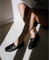 Chaussures femme élégantes et confortables - Mocassins Noirs Cuir Nappa Italien Femme - Talon 2.5 cm - Lissa Black - Portées Assise