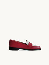 Mocassins femme cuir très souple - Mocassins Rouges Cuir nappa Italien Femme - Talon 2.5 cm - Lissa Multi Red - Packshot Trois Quart