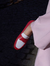 Chaussures femme élégantes et confortables - Mocassins Rouges Cuir nappa Italien Femme - Talon 2.5 cm - Lissa Multi Red - Portées Gros Plan