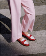 Chaussures femme élégantes et confortables - Mocassins Rouges Cuir nappa Italien Femme - Talon 2.5 cm - Lissa Multi Red - Portées En Marche