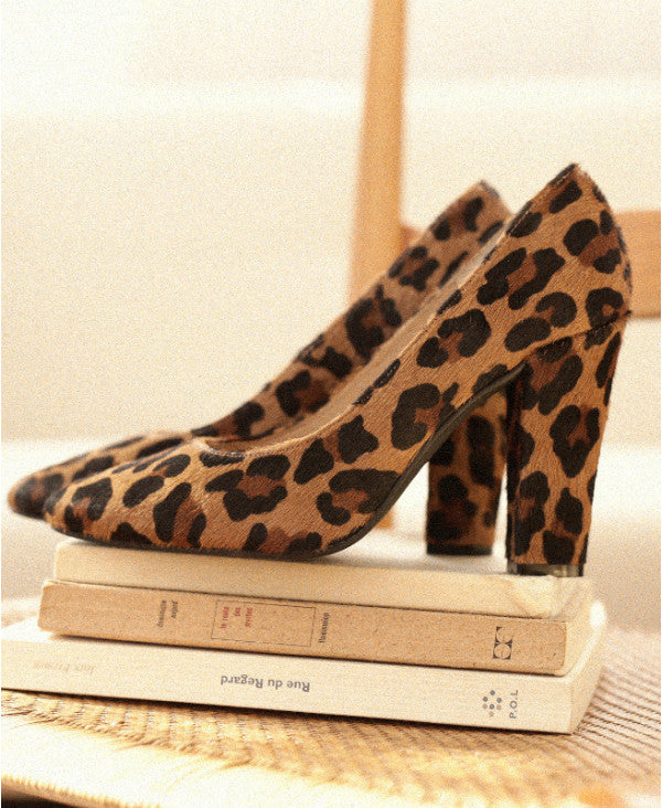 Escarpin Léopard Talon carré Bout pointu | Ruby Leopard | ÉMZI PARIS