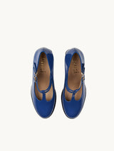 Chaussures femme élégantes et confortables - Salomés Bleues en Cuir verni d&#39;Espagne Femme - Talon 6 cm - Rey Royal Blue - Packshot Dessus