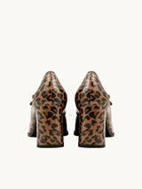 Chaussures femme élégantes et confortables - Salomés Léopard Cuir verni d&#39;Espagne Femme - Talon 6 cm - Rey Leopard - Packshot Arrière