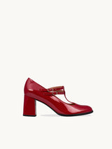 Chaussures femme élégantes et confortables - Salomés Rouges Cuir Verni Espagne Femme - Talon 6 cm - Rey Red - Packshot Trois Quart