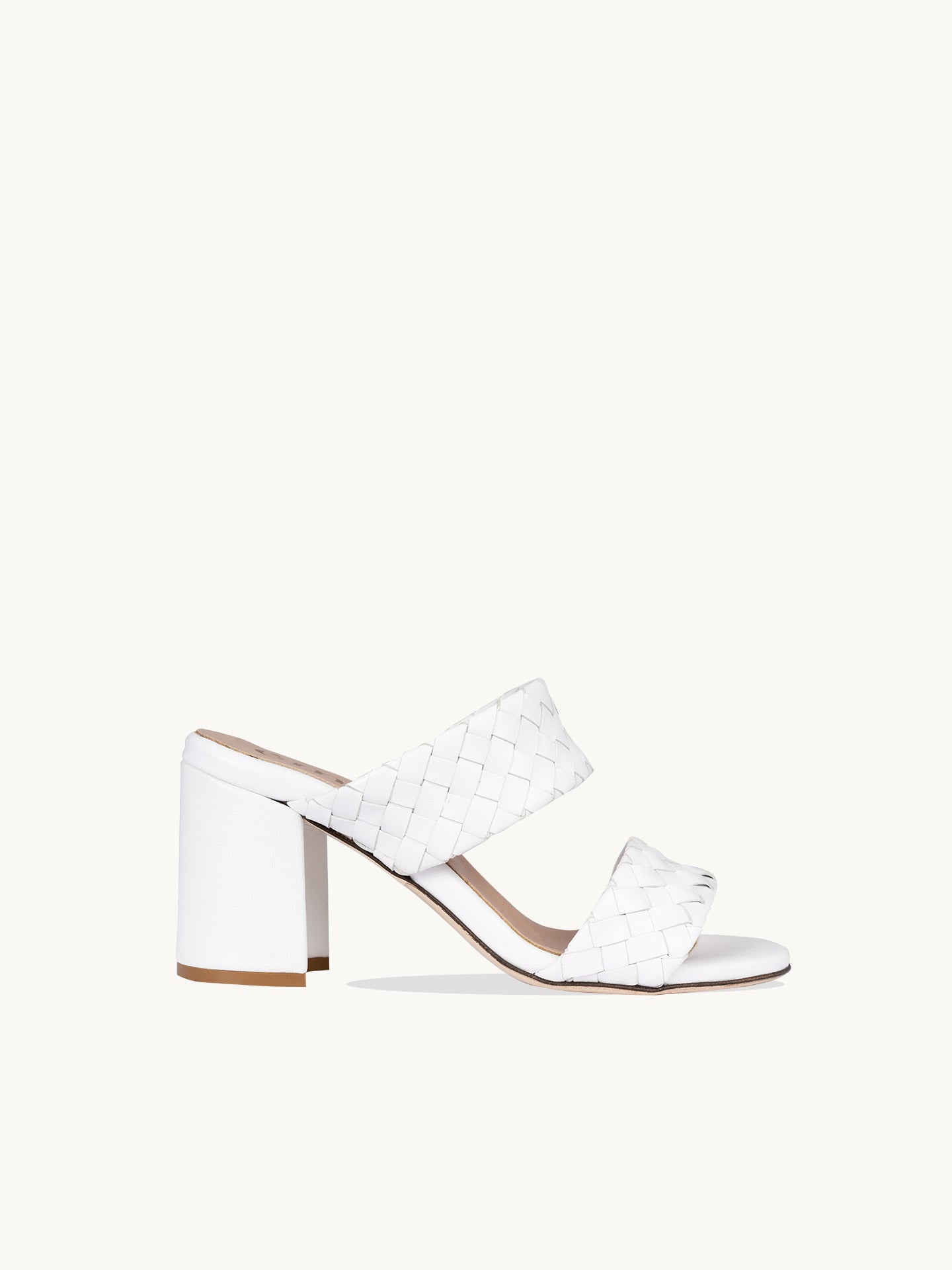 Sandales Blanches Cuir nappa Femme - Talon 7.5 cm - Nicci White - Packshot Trois Quart
