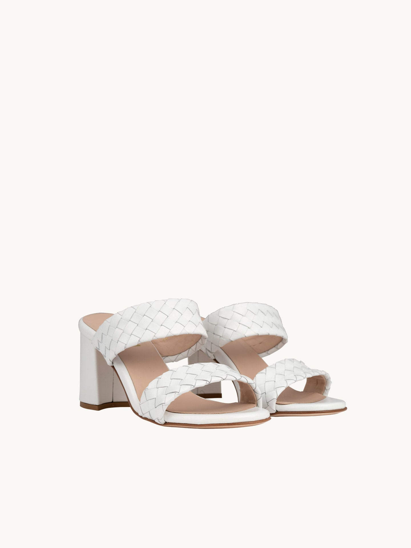 Sandales Blanches Cuir nappa Femme - Talon 7.5 cm - Nicci White - Packshot Trois Quart