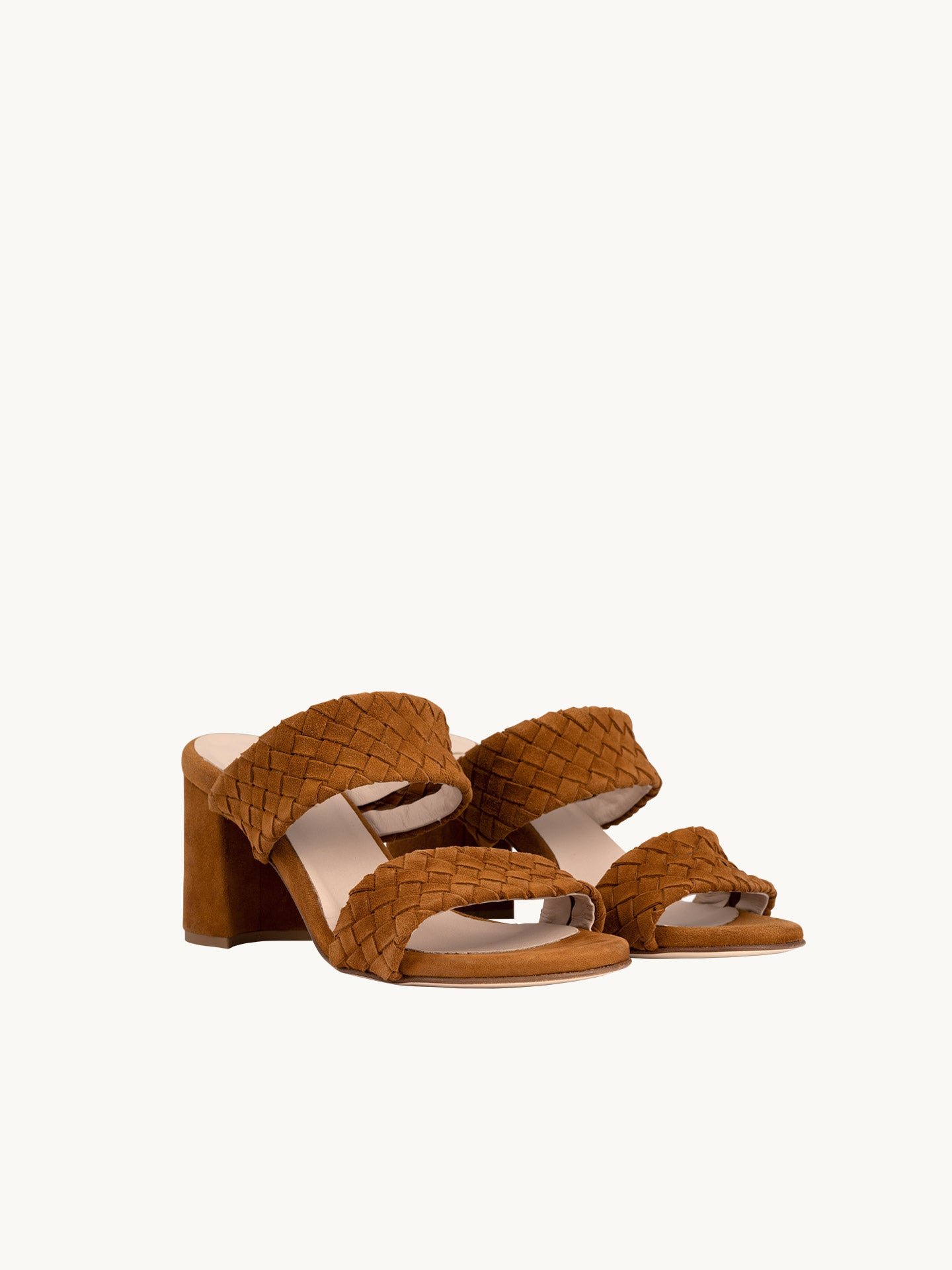 Sandales Marron Cuir velours Femme - Talon 7.5 cm - Nicci Camel - Packshot Trois Quart