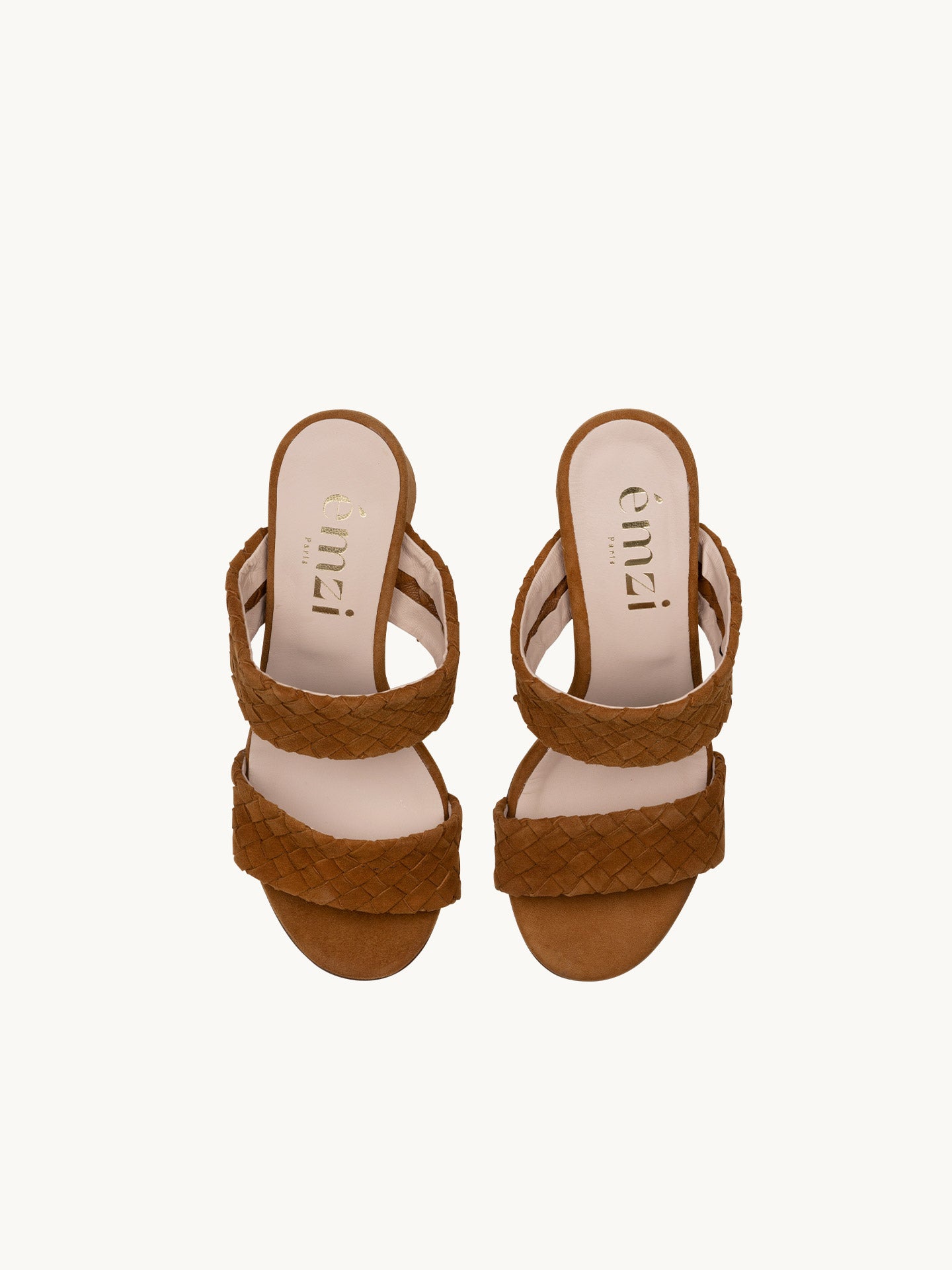 Sandales Marron Cuir velours Femme - Talon 7.5 cm - Nicci Camel - Packshot Dessus