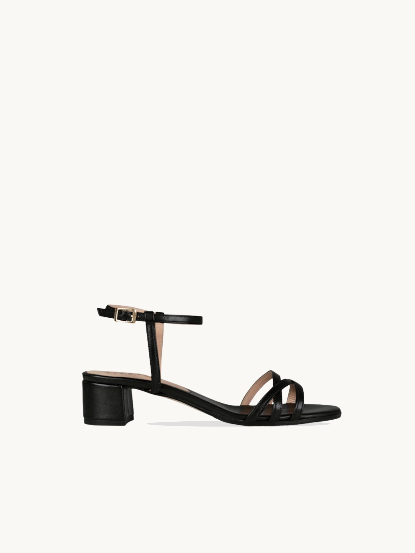 Sandales Noires Cuir nappa Femme - Talon 4 cm - Kiki Black - Packshot Trois Quart