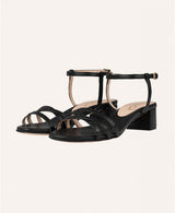 Sandales Noires Cuir nappa Femme - Talon 4 cm - Kiki Black - Packshot Trois Quart